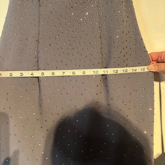 Sherri Hill Charcoal Gown with Tulle Skirt - Picture 5 of 15